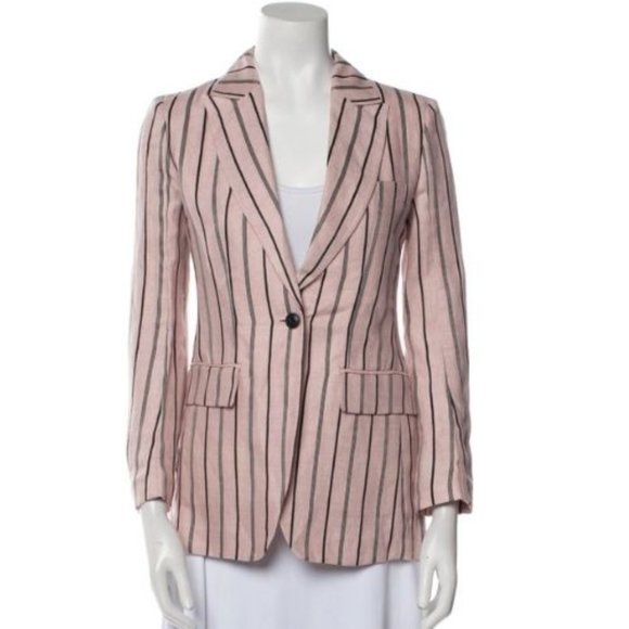 Rag & Bone Linen Striped Blazer - Light Pink - Picture 3 of 5